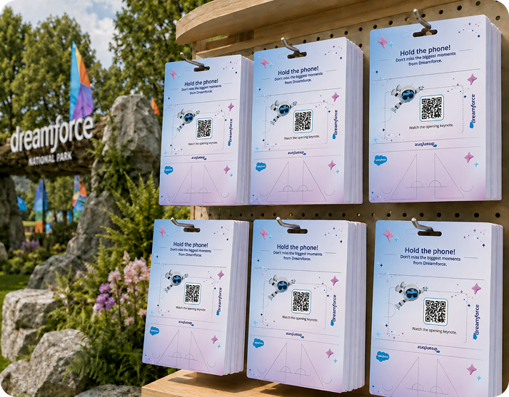 A grid of event cards displayed outdoors